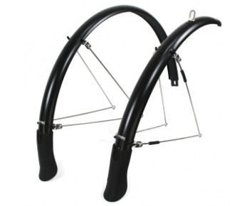 KranX Pre-Assembled Full Length Mudguard Set in Black Fits Wide Tyres 45mm